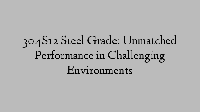 304S12 Steel Grade: Unmatched Performance in Challenging Environments