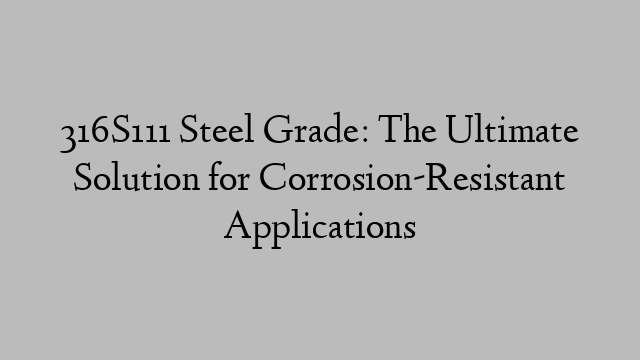 316S111 Steel Grade: The Ultimate Solution for Corrosion-Resistant Applications