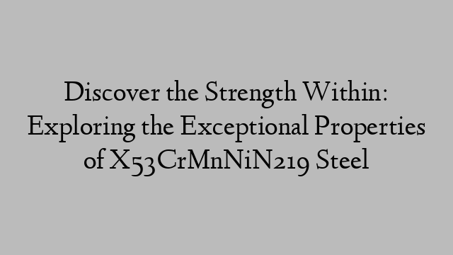 Discover the Strength Within: Exploring the Exceptional Properties of X53CrMnNiN219 Steel