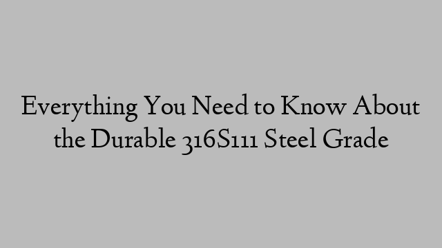 Everything You Need to Know About the Durable 316S111 Steel Grade