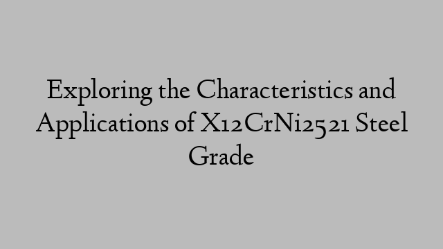 Exploring the Characteristics and Applications of X12CrNi2521 Steel Grade