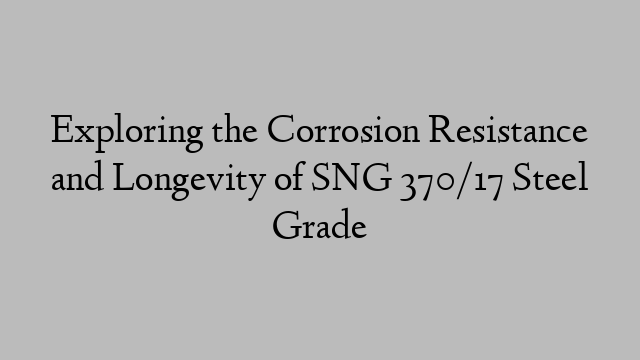 Exploring the Corrosion Resistance and Longevity of SNG 370/17 Steel Grade