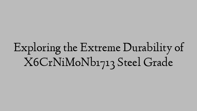 Exploring the Extreme Durability of X6CrNiMoNb1713 Steel Grade