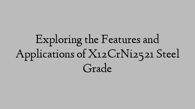 Exploring the Features and Applications of X12CrNi2521 Steel Grade