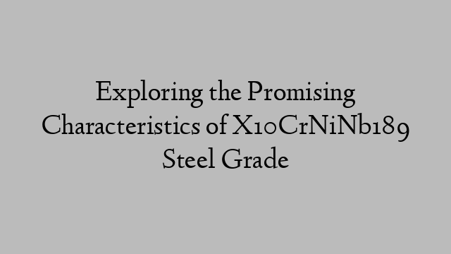 Exploring the Promising Characteristics of X10CrNiNb189 Steel Grade