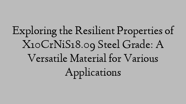 Exploring the Resilient Properties of X10CrNiS18.09 Steel Grade: A Versatile Material for Various Applications