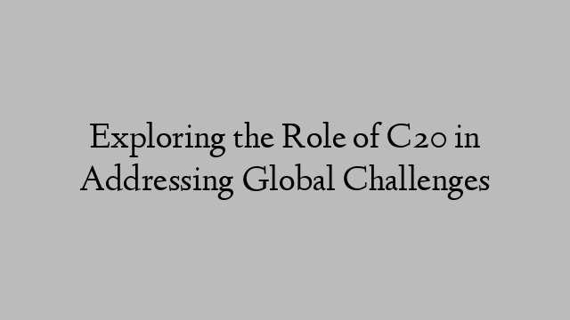 Exploring the Role of C20 in Addressing Global Challenges