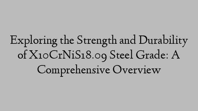 Exploring the Strength and Durability of X10CrNiS18.09 Steel Grade: A Comprehensive Overview