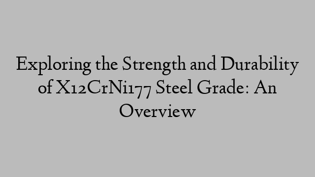 Exploring the Strength and Durability of X12CrNi177 Steel Grade: An Overview