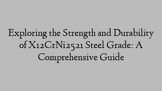 Exploring the Strength and Durability of X12CrNi2521 Steel Grade: A Comprehensive Guide