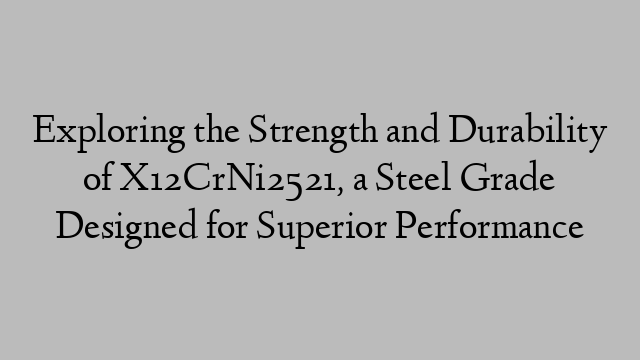 Exploring the Strength and Durability of X12CrNi2521, a Steel Grade Designed for Superior Performance