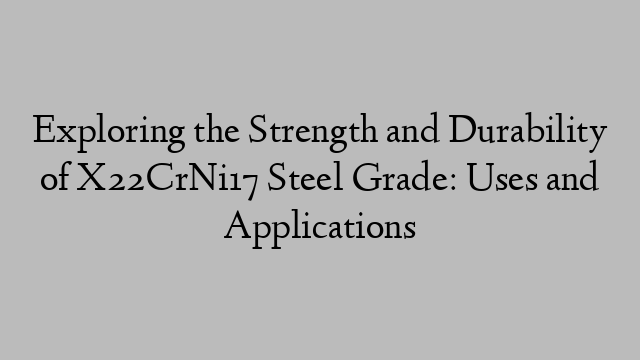 Exploring the Strength and Durability of X22CrNi17 Steel Grade: Uses and Applications