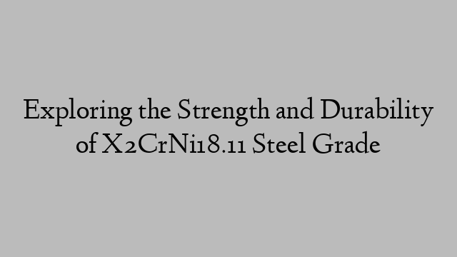 Exploring the Strength and Durability of X2CrNi18.11 Steel Grade