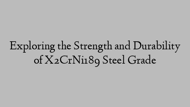 Exploring the Strength and Durability of X2CrNi189 Steel Grade