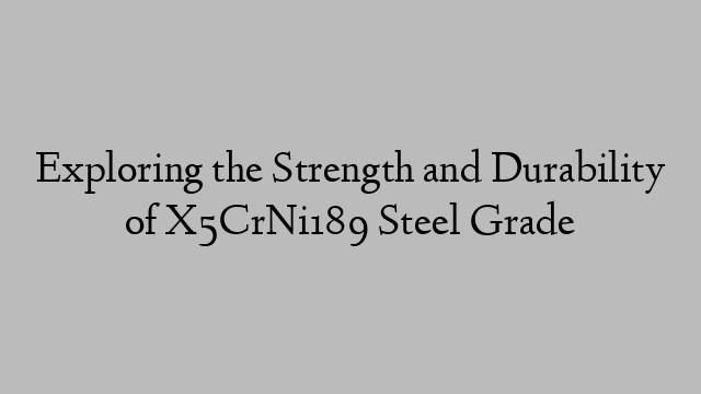 Exploring the Strength and Durability of X5CrNi189 Steel Grade