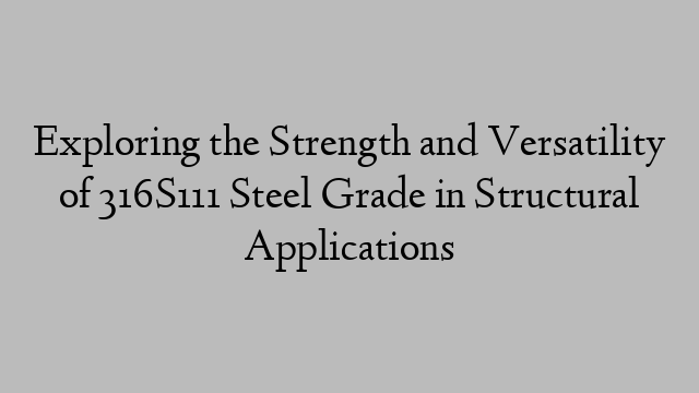 Exploring the Strength and Versatility of 316S111 Steel Grade in Structural Applications