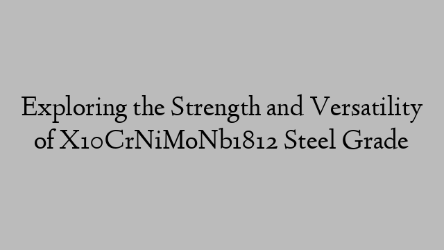 Exploring the Strength and Versatility of X10CrNiMoNb1812 Steel Grade