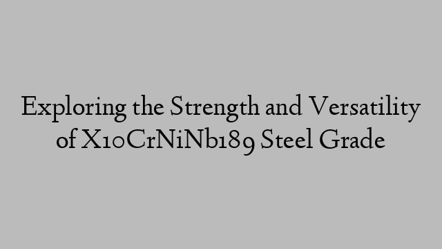 Exploring the Strength and Versatility of X10CrNiNb189 Steel Grade