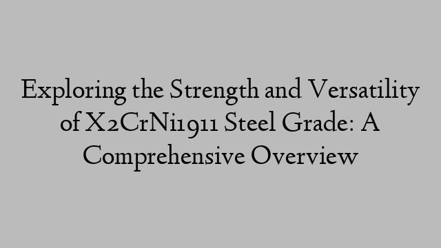 Exploring the Strength and Versatility of X2CrNi1911 Steel Grade: A Comprehensive Overview