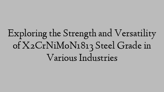 Exploring the Strength and Versatility of X2CrNiMoN1813 Steel Grade in Various Industries