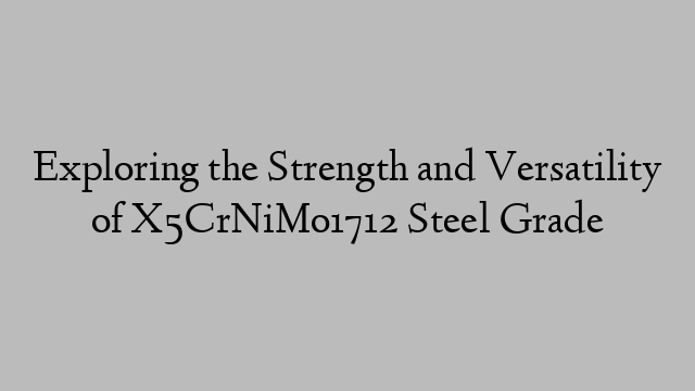 Exploring the Strength and Versatility of X5CrNiMo1712 Steel Grade