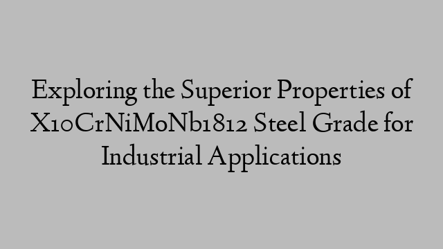 Exploring the Superior Properties of X10CrNiMoNb1812 Steel Grade for Industrial Applications