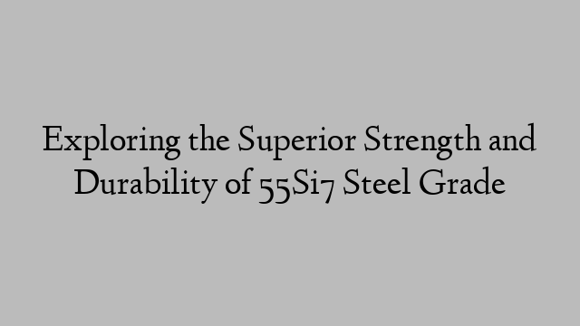 Exploring the Superior Strength and Durability of 55Si7 Steel Grade