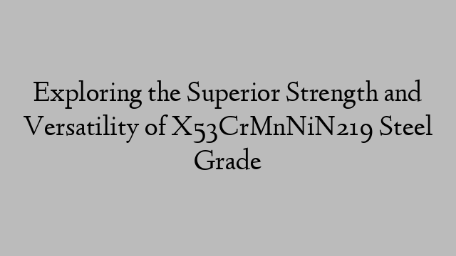 Exploring the Superior Strength and Versatility of X53CrMnNiN219 Steel Grade