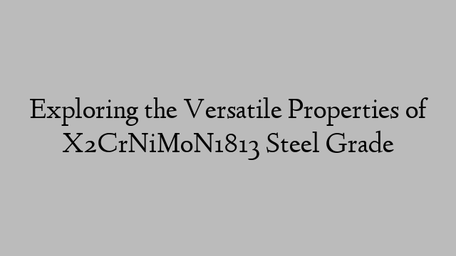 Exploring the Versatile Properties of X2CrNiMoN1813 Steel Grade