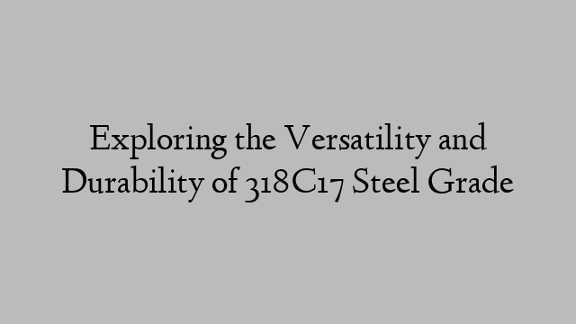 Exploring the Versatility and Durability of 318C17 Steel Grade