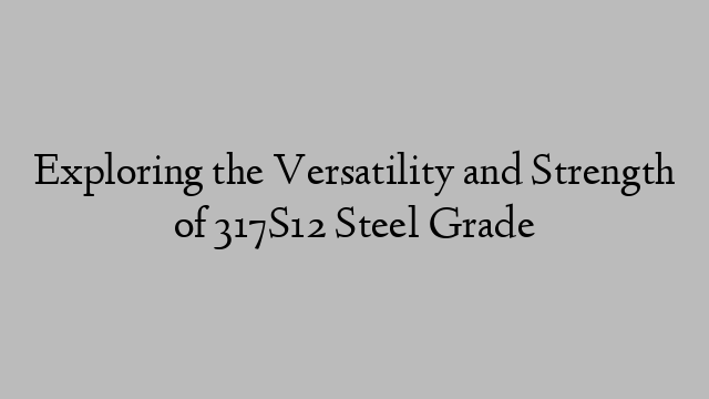 Exploring the Versatility and Strength of 317S12 Steel Grade