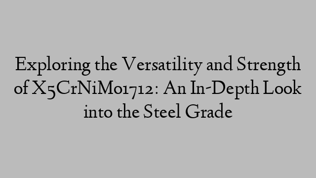 Exploring the Versatility and Strength of X5CrNiMo1712: An In-Depth Look into the Steel Grade