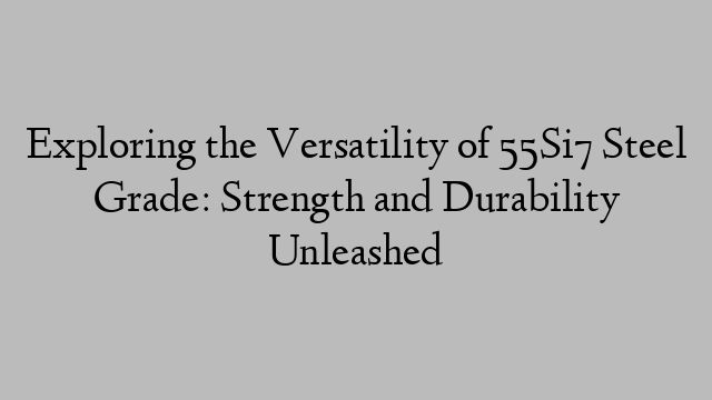 Exploring the Versatility of 55Si7 Steel Grade: Strength and Durability Unleashed