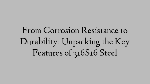 From Corrosion Resistance to Durability: Unpacking the Key Features of 316S16 Steel