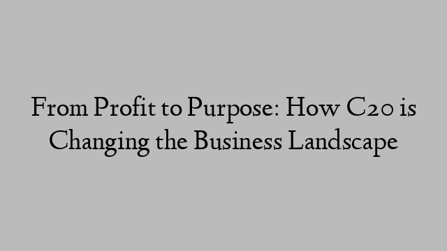 From Profit to Purpose: How C20 is Changing the Business Landscape