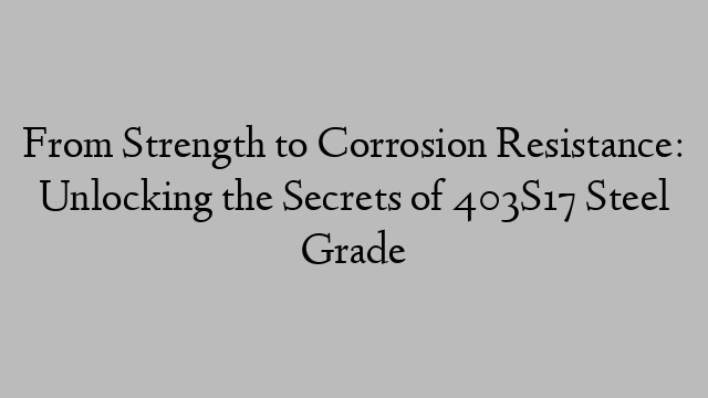 From Strength to Corrosion Resistance: Unlocking the Secrets of 403S17 Steel Grade