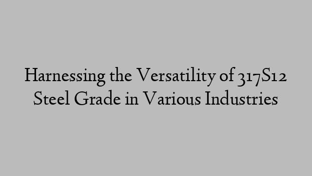 Harnessing the Versatility of 317S12 Steel Grade in Various Industries