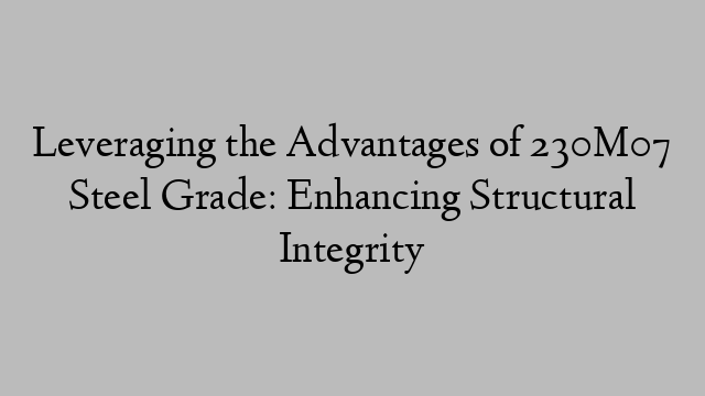 Leveraging the Advantages of 230M07 Steel Grade: Enhancing Structural Integrity