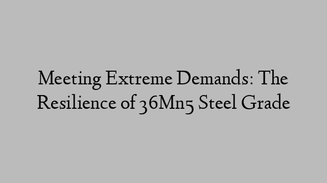 Meeting Extreme Demands: The Resilience of 36Mn5 Steel Grade