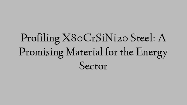 Profiling X80CrSiNi20 Steel: A Promising Material for the Energy Sector