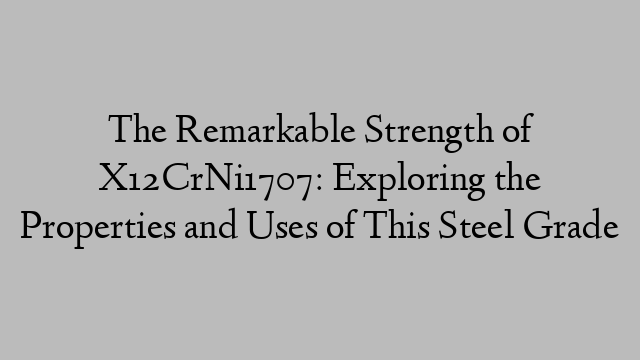 The Remarkable Strength of X12CrNi1707: Exploring the Properties and Uses of This Steel Grade
