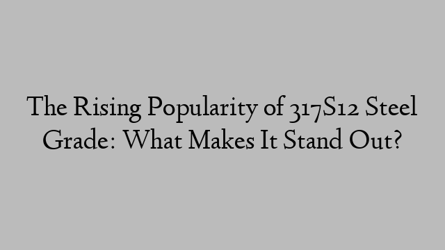 The Rising Popularity of 317S12 Steel Grade: What Makes It Stand Out?