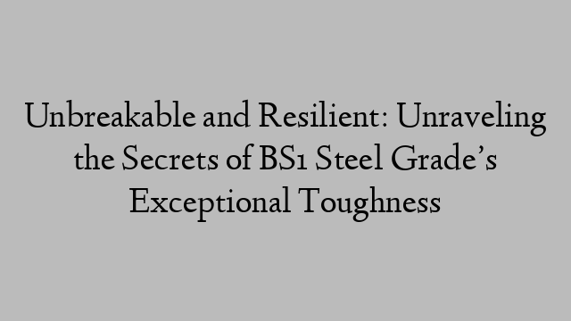 Unbreakable and Resilient: Unraveling the Secrets of BS1 Steel Grade’s Exceptional Toughness