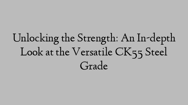 Unlocking the Strength: An In-depth Look at the Versatile CK55 Steel Grade