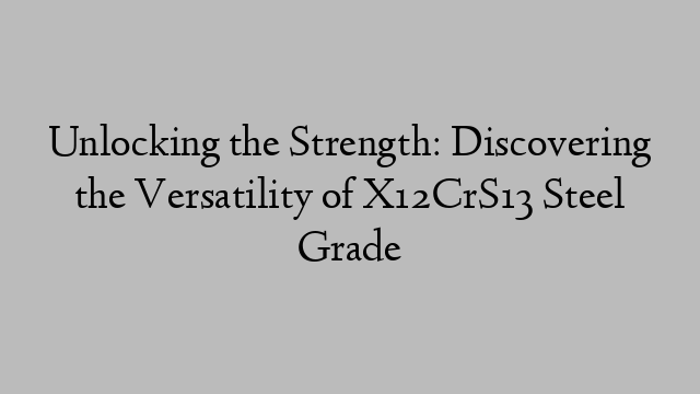 Unlocking the Strength: Discovering the Versatility of X12CrS13 Steel Grade