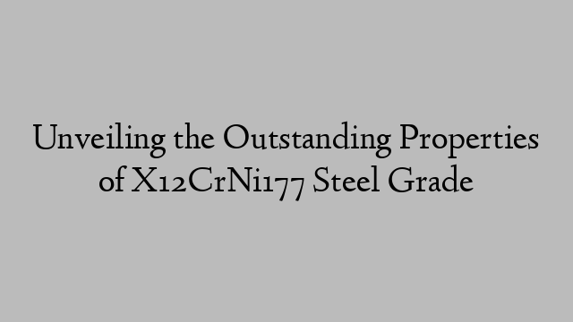 Unveiling the Outstanding Properties of X12CrNi177 Steel Grade