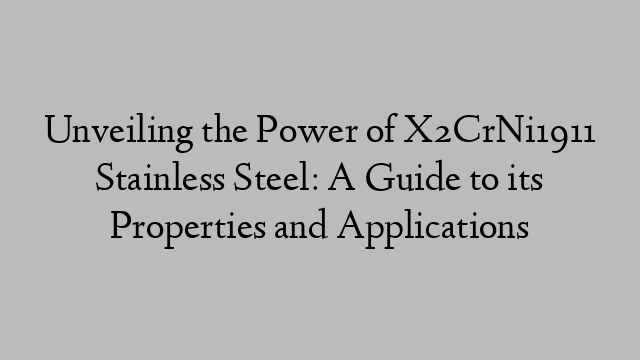 Unveiling the Power of X2CrNi1911 Stainless Steel: A Guide to its Properties and Applications