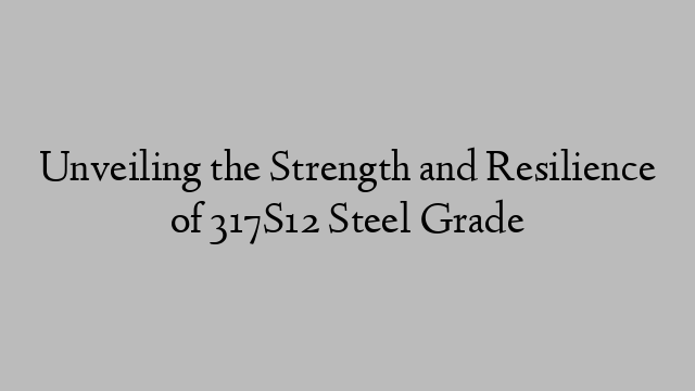 Unveiling the Strength and Resilience of 317S12 Steel Grade