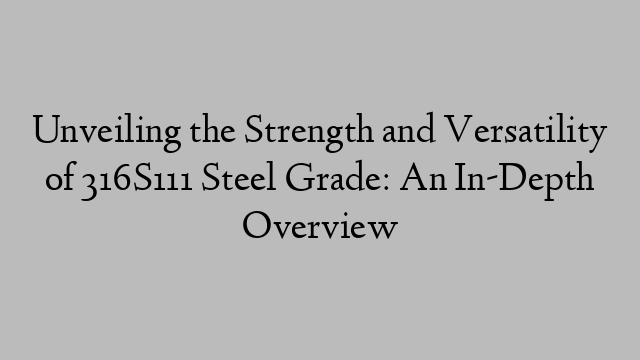 Unveiling the Strength and Versatility of 316S111 Steel Grade: An In-Depth Overview