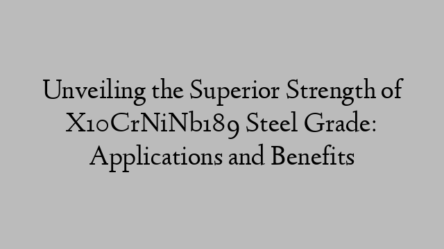 Unveiling the Superior Strength of X10CrNiNb189 Steel Grade: Applications and Benefits